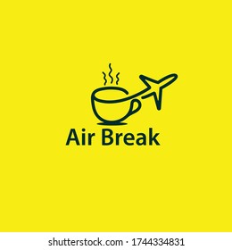 Air break logo, Traveling breakfast logo, coffee travel, Air Coffee logo design template vector eps