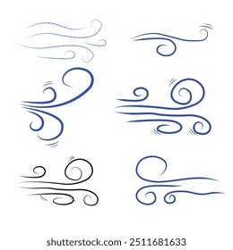 Icono de línea de Vector de brisa de aire aislado sobre fondo blanco.