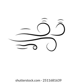 Air breeze vector line icon isolated on white background.