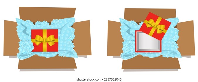 air bubble wrap Gift box for shipping.