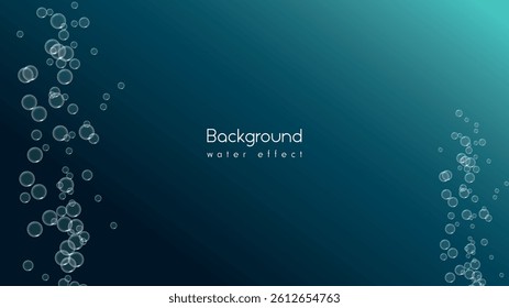 Air bubbles, aqua and effervescent water fizz. Bubble underwater with dark background 