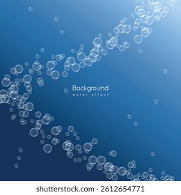 Air bubbles, aqua and effervescent water fizz. Bubble underwater with dark background 