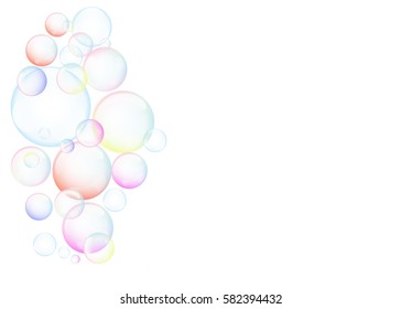 air bubbles colorful soap flying in white back ground.vector illustration.