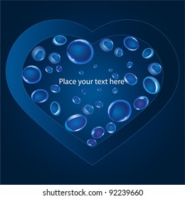 Air bubbles in the dark blue heart frame