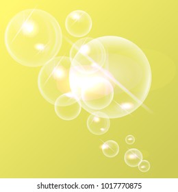 Air bubbles design on yellow on gradient background. Vector illustration.