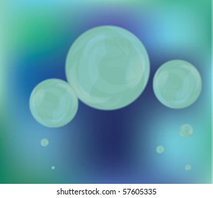 Air bubbles of the different size on a green background