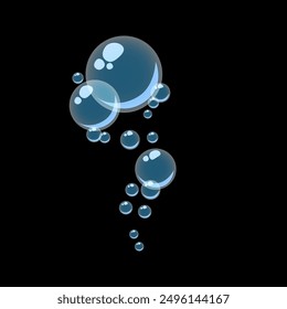 Air bubbles flat cartoon, soap foam oxygen bubbles, vector design elements isolate.