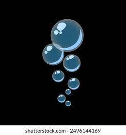 Burbujas de aire, dibujos animados planos, espuma de jabón, burbujas de oxígeno, Elementos de diseño de Vector aislados.