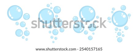 Air bubbles flat icon set. Soap foam bubbles, oxygen bubbles, water bubbles, vector design elements isolated.