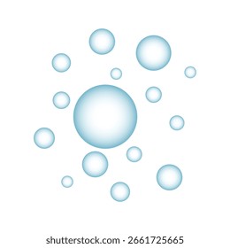 Burbujas de aire, espuma de jabón, burbujas de oxígeno, bebida gaseosa, burbujas de agua, Elementos de diseño de Vector aislados. Ilustración vectorial.