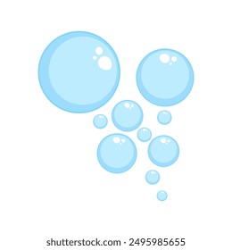 Air bubbles flat, soap foam oxygen bubbles, vector design elements isolate.