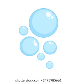 Air bubbles flat, soap foam oxygen bubbles, vector design elements isolate.
