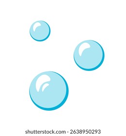 Air bubbles flat vector cartoon illustration isolated on white background. Soap foam, oxygen bubbles design elements. Flying soap bubbles. Hyaluronic acid bubbles. Cosmetic. Detergent, shampoo, foam.
