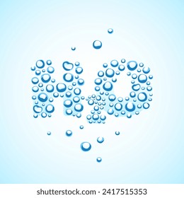 Air bubbles H2O shaped underwater. Chemical formula of water. Vector illustration