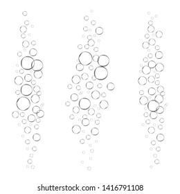 Air bubbles isolated on white background. Carbonated drink. Fizzy drink. Soda.