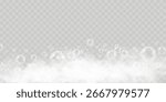 Air bubbles on a transparent background. Soap foam vector illustration.	
