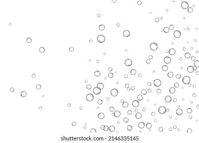Air bubbles, oxygen, champagne crystal clear, isolated on white background modern design. Vector illustration EPS 10.