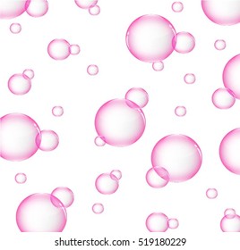 air bubbles in pink color background on isolated white