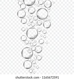 Air bubbles set isolated on transparent background. For web site, backdrop, texture and pattern template. Creative art concept, vector illustration, eps 10