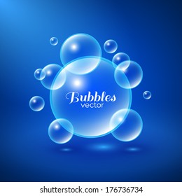 Air bubbles underwater background. Abstract vector illustration