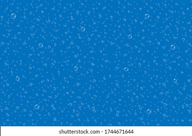 Luftblasen unter Wasser auf blauem Hintergrund.  Seifenblasen