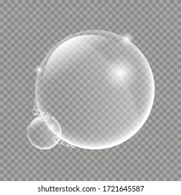Air bubbles underwater on a transparent background.  Soap  bubbles