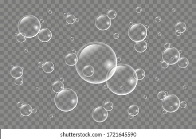 Air bubbles underwater on a transparent background.  Soap  bubbles - Shutterstock ID 1721645590