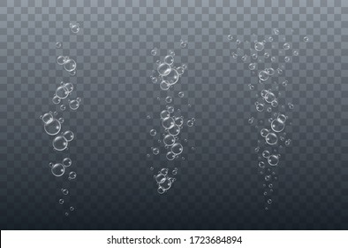 Air bubbles underwater on a transparent background.  Soap  bubbles