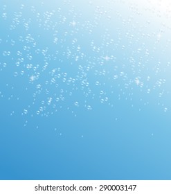 Air Bubbles in Water on Blue Background
