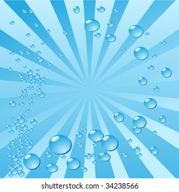 Air bubbles in water on shiny background. Vector.
