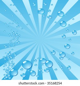 Air bubbles in water on shiny background. Vector