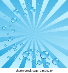 Air bubbles in water on shiny background. Vector