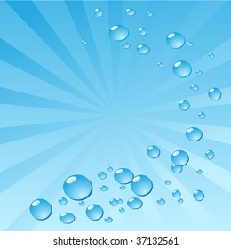 Air bubbles in water on shiny gradient background. Vector