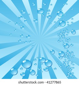 Air bubbles in water on stripy background. Vector