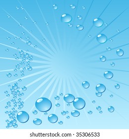 Air bubbles in water, shiny background. Vector