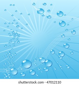 Air bubbles in water, shiny background. Vector