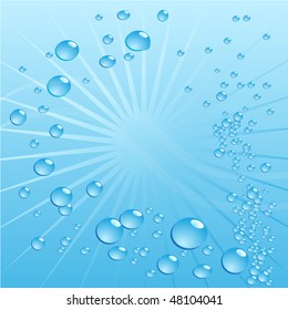 Air bubbles in water, shiny background. Vector