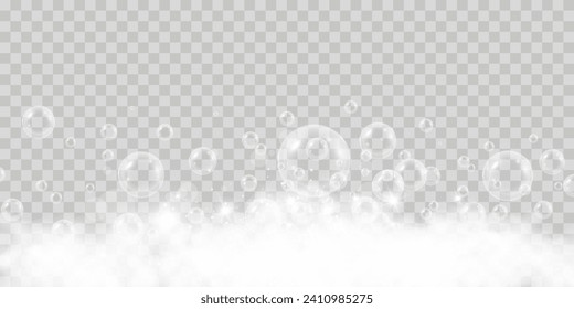 Air bubbles.Soap foam vector illustration on a transparent background.	