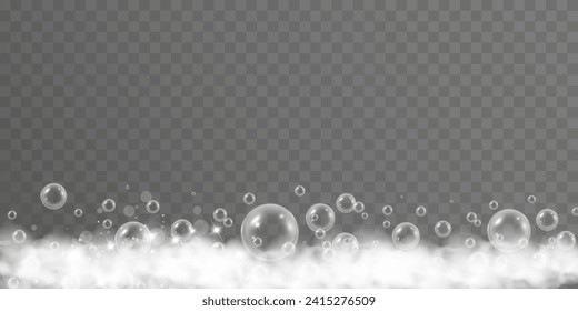 Air bubbles.Soap foam vector illustration on a transparent background.	