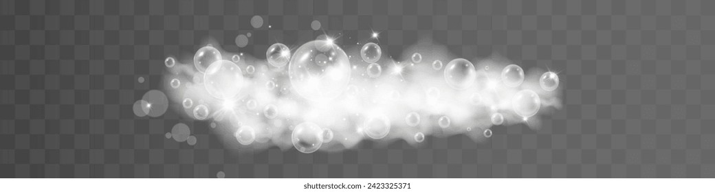 Air bubbles.Soap foam vector illustration on a transparent background.	
