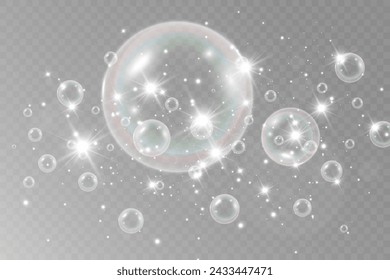 Air bubbles.Soap foam vector illustration on a transparent background.