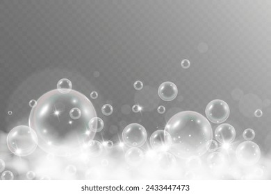 Air bubbles.Soap foam vector illustration on a transparent background.