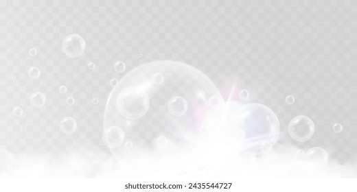 Air bubbles.Soap foam vector illustration on a transparent background.	
