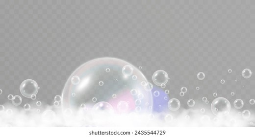 Air bubbles.Soap foam vector illustration on a transparent background.	
