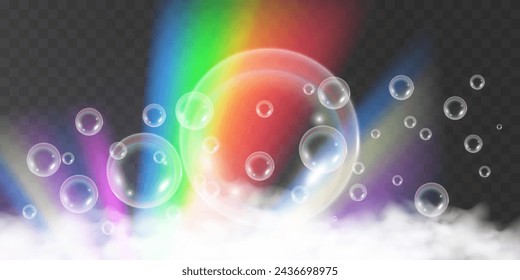 Air bubbles.Soap foam vector illustration on a transparent background.	
