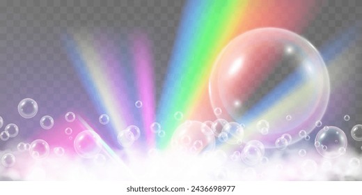 Air bubbles.Soap foam vector illustration on a transparent background.	
