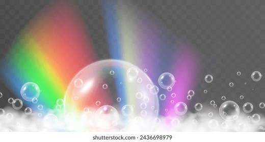 Air bubbles.Soap foam vector illustration on a transparent background.	
