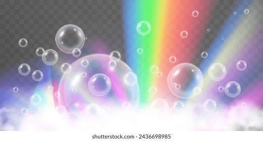 Air bubbles.Soap foam vector illustration on a transparent background.	
