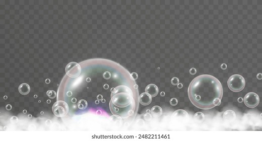 Air bubbles.Soap foam vector illustration on a transparent background.