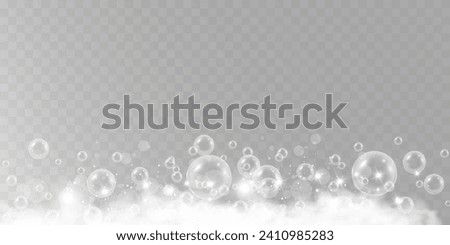 Air bubbles.Soap foam vector illustration on a transparent background.	